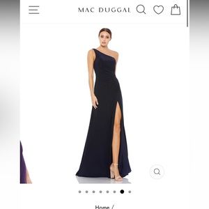 Mac Duggal ONE SHOULDER RUCHED JERSEY EVENING GOWN